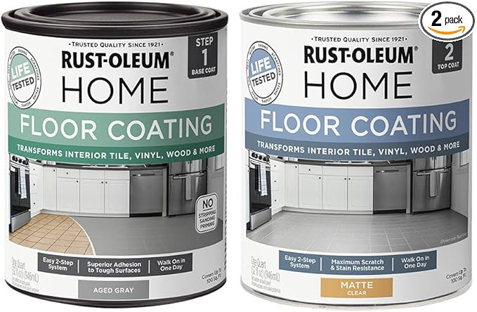 Rust-Oleum 367592 Home Interior Floor Coating Kit, Matte Aged Gray 32 Fl Oz (Pack of 2) | Amazon (US)