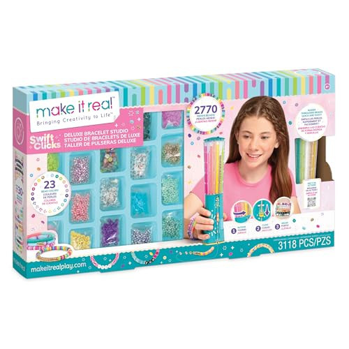 Make It Real Swift Clicks Deluxe Bracelet Studio - Create Colorful Friendship Bracelets with Swift Clicks Deluxe Design Tool - Includes Beads and Charms | Amazon (US)