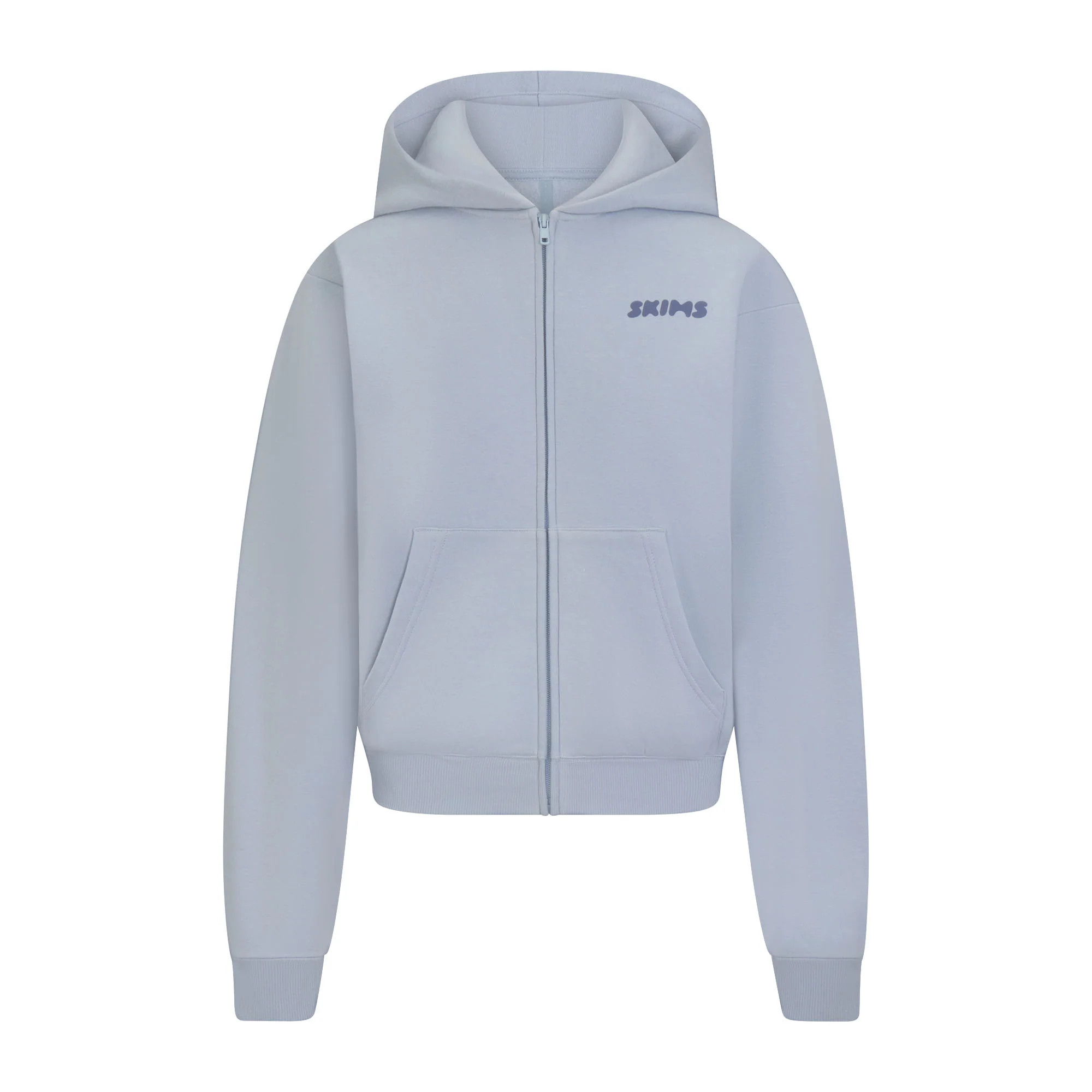 SKIMS Zip Up Hoodie With Embossed Logo | Blue | 4XL | Cotton Fleece | SKIMS (US)