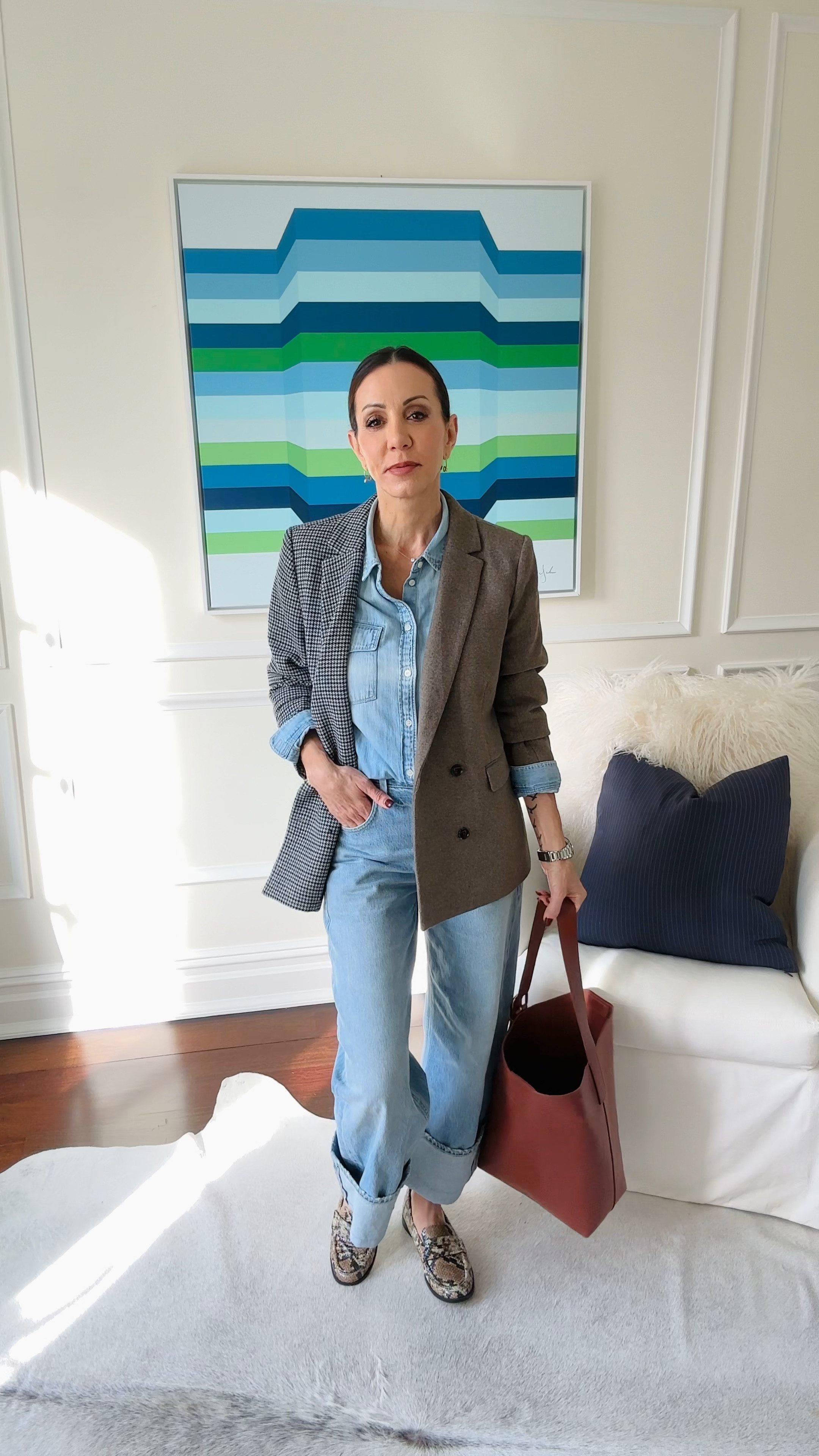 Weekend elevated casual double denim look :)

Snakeskin loafers are Zara