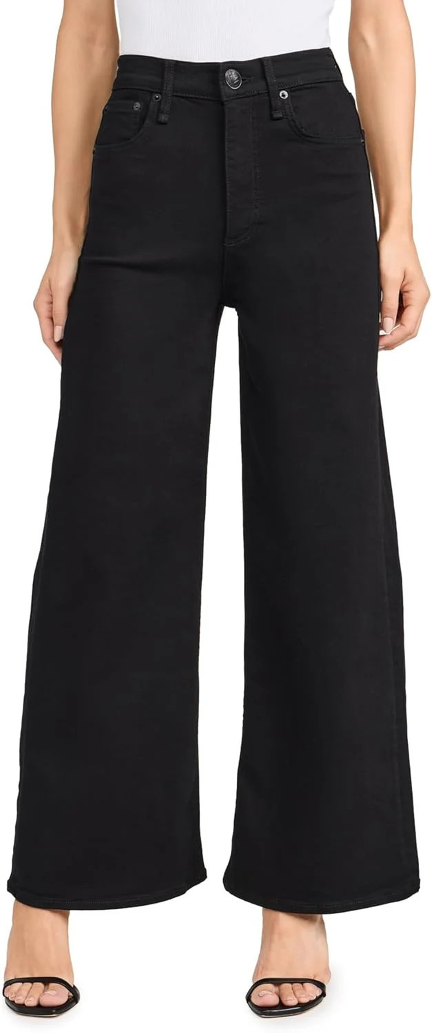 rag & bone Women's Flexi Sofie High-Rise Wide Leg Jean, Black | Shop Simon