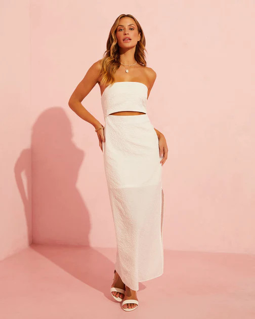 Carine Strapless Cutout Maxi Dress - White | VICI