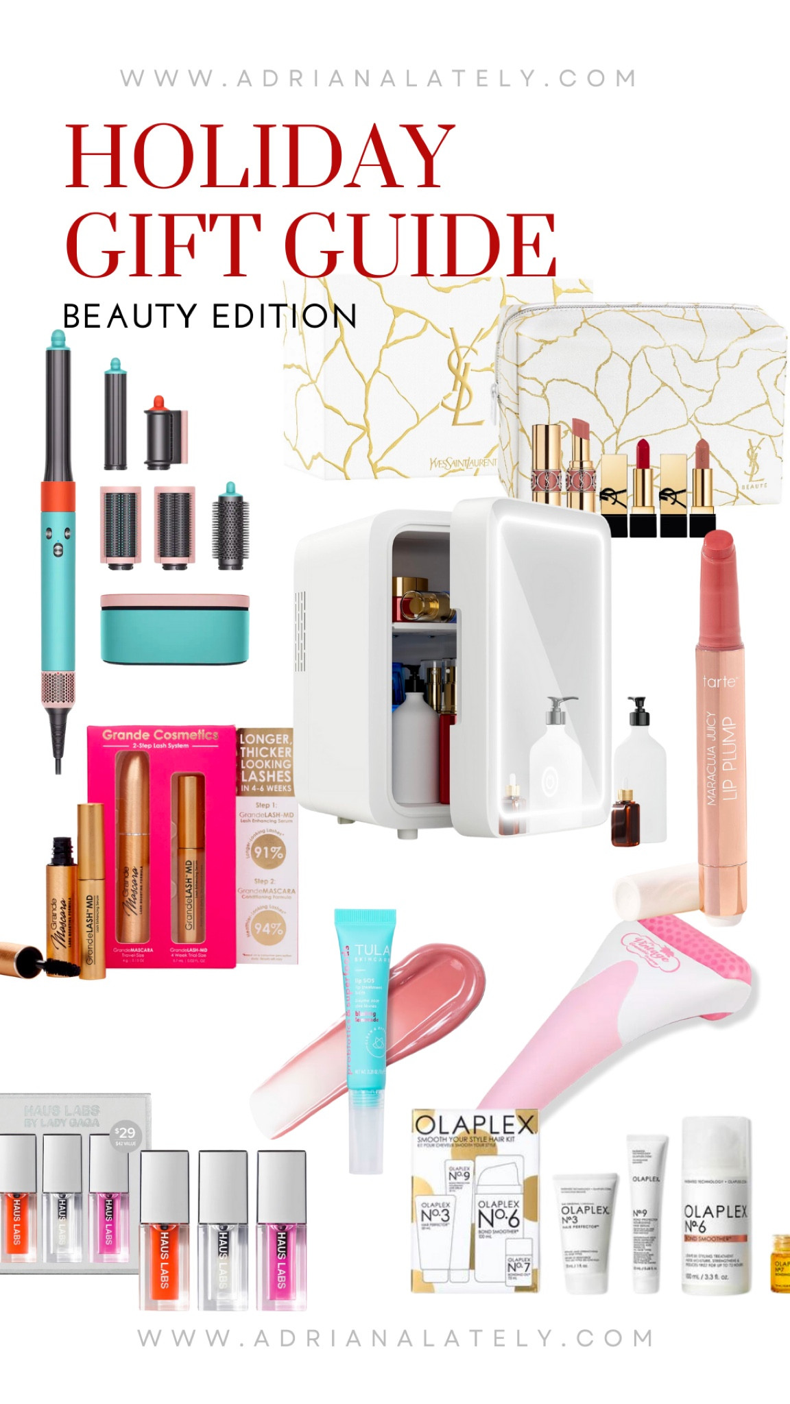 Gift guide, gift guide for her, beauty gift ideas, Sephora gift ideas, ulta gift ideas, Dyson air wrap, ice roller, Tula lip balm, grande lash serum, skin fridge, gifts under $20, gift ideas for her 

#LTKHoliday #LTKbeauty #LTKGiftGuide