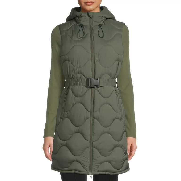 Swiss Tech Women's and Plus Long Onion Quilted Vest with Hood | Walmart (US)
