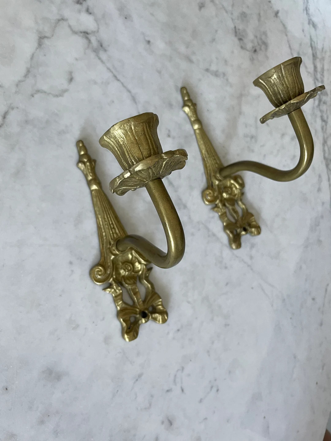 Vintage Brass Wall Candle Holders Sconce Candleholder Pair - Etsy | Etsy (US)