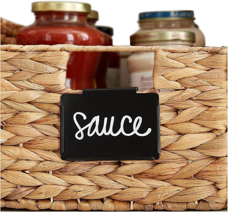 8 Pack Metal Pantry Baskets Labels Clip On for Storage Bins with 2 White Chalk Markers, Organizat... | Amazon (US)