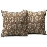 Brown Floral Pillow Covers 18x18 Set of 2 Block Print Cream Vintage Flower Leaves Chinoiserie Out... | Walmart (US)