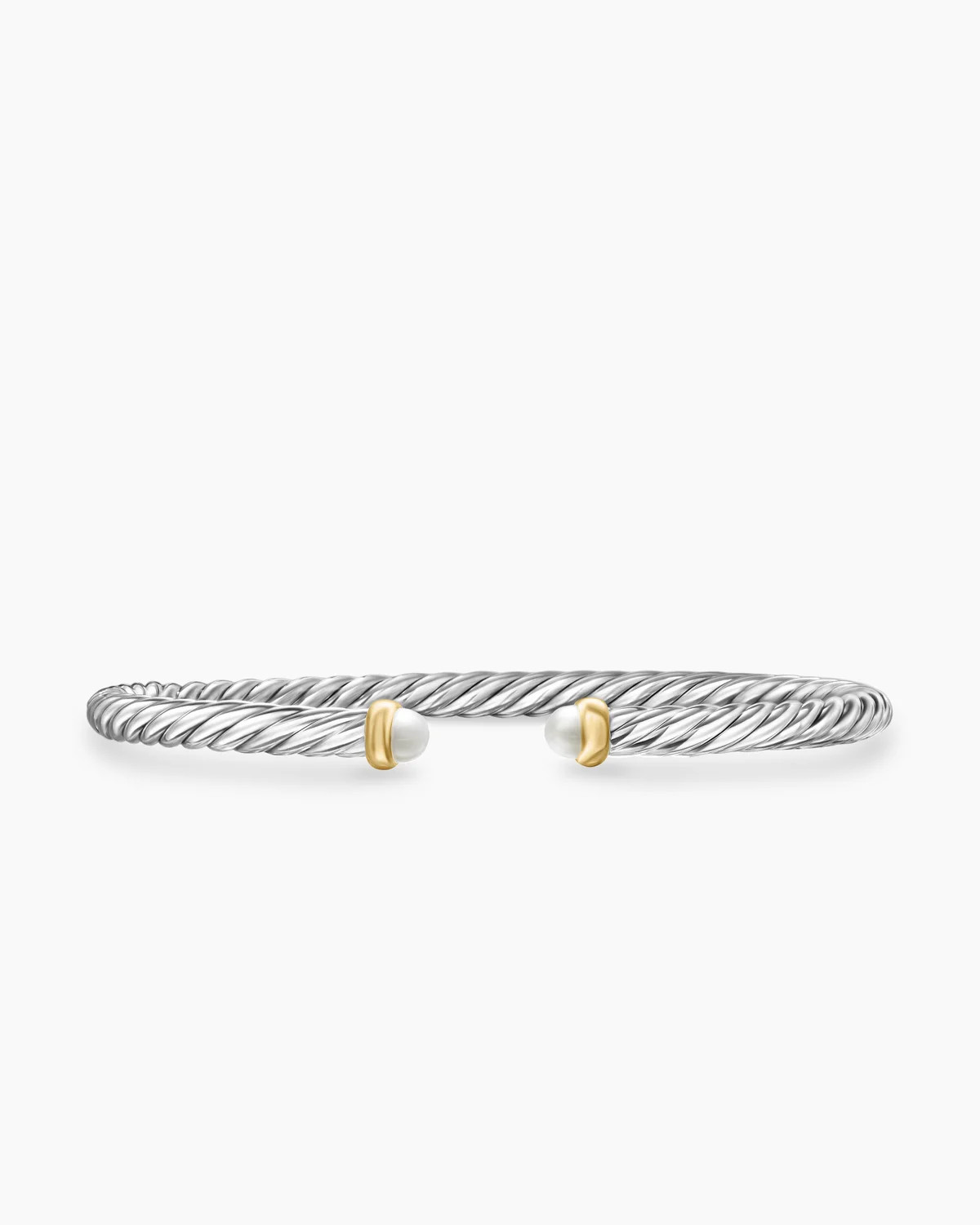 David Yurman | Cable Flex Bracelet in Sterling Silver with 14K Yellow Gold and Pearls, 4mm | David Yurman