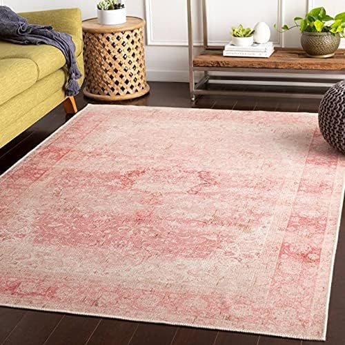 Mark&Day Washable Area Rugs, 5x7 Corsica Updated Traditional Blush Area Rug, White / Pink Carpet ... | Amazon (US)
