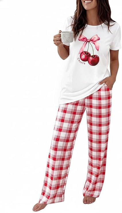 CHICME Womens Pajamas Sets 2 Piece Short Sleeve Lounge Set Printed Loose Pants Pj Sets Loungewear... | Amazon (US)