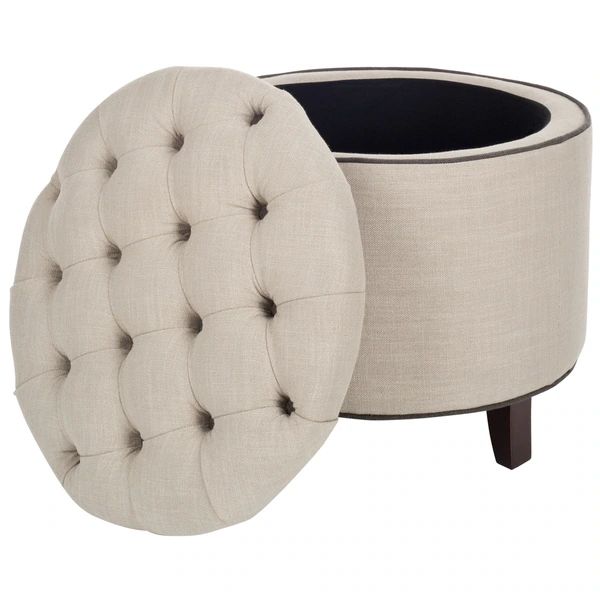 Safavieh Amelia Tufted Light Grey Storage Ottoman | Bed Bath & Beyond