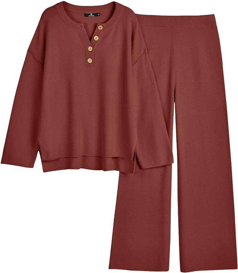 LILLUSORY Women's 2 Piece Lounge Sets Oversized Slouchy Matching Cozy Knit Sets | Amazon (US)