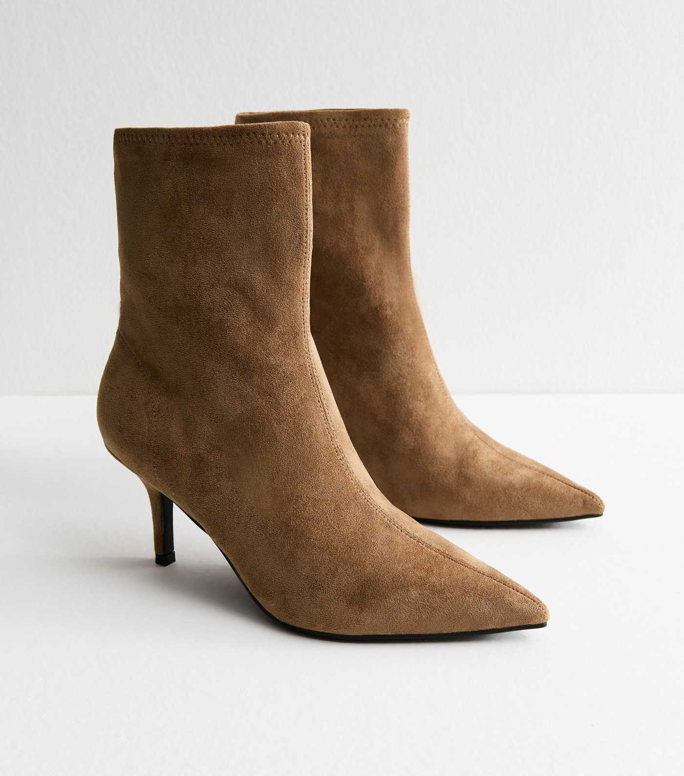 Camel Faux Suede Pointed Toe Sock Boots | New Look | New Look (UK)