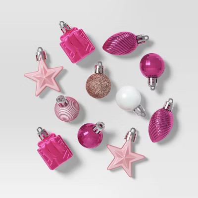 25ct Christmas 30mm Ornament Set Pink/White Iridescent - Wondershop™ | Target