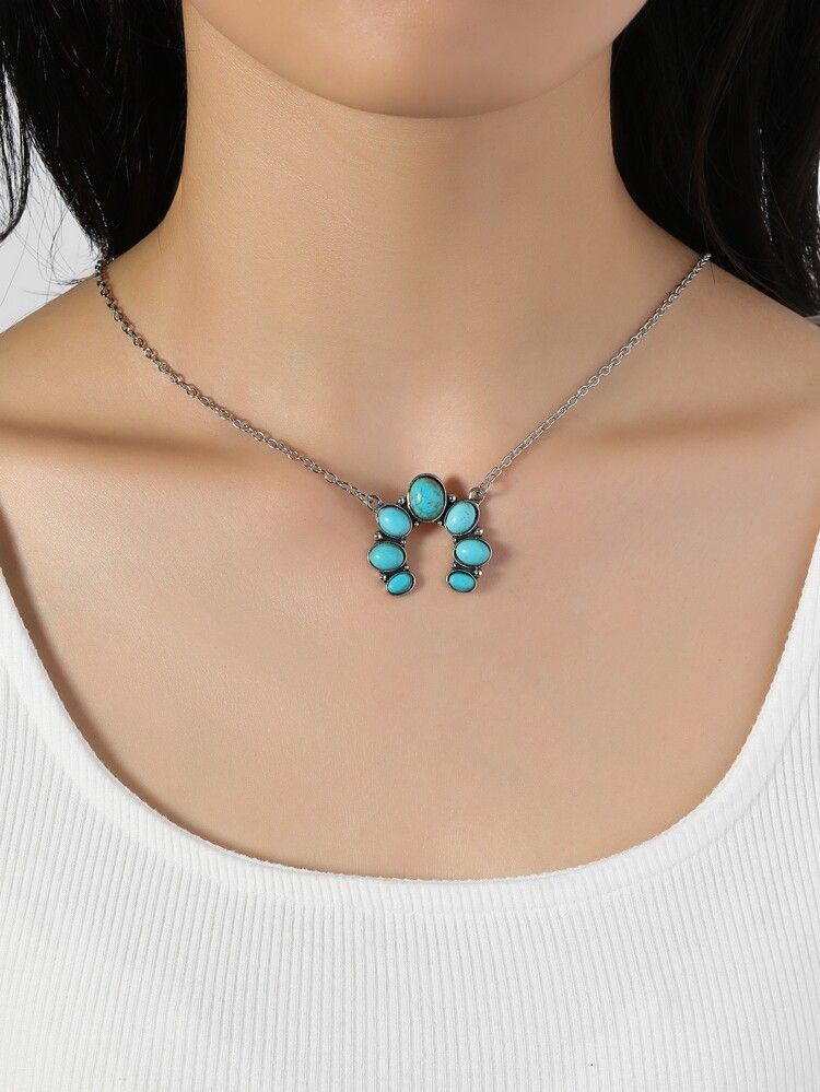Turquoise Decor Necklace | SHEIN