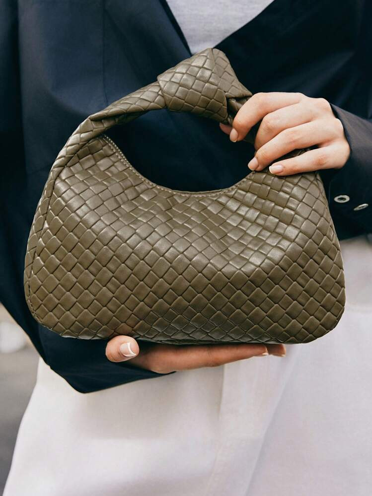 SHECARRY Women Top Handle Bags PU Leather For Business/Commute/Work/Office Casual Old Money Style Quiet Luxury Chic Knitting Handbag Woven Bag For Teacher Nurse Stylish | SHEIN