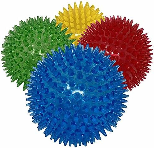 Dipperdap 4-Pack Squeaky Dog Toys 3.5\u201d Spikey Dog Balls | Cleans Teeth for Healthier Gums |N... | Amazon (US)