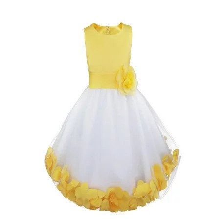 YIZYIF Toddler Little Girls Princess Flower Girl Dress Tulle Sleeveless Evening Wedding Pageant Dress Yellow 3 | Walmart (US)