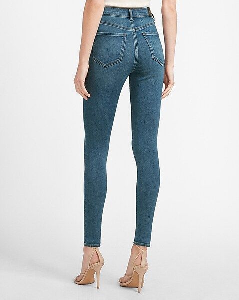 High Waisted Luxe Comfort Knit Faded Skinny Jeans | Express