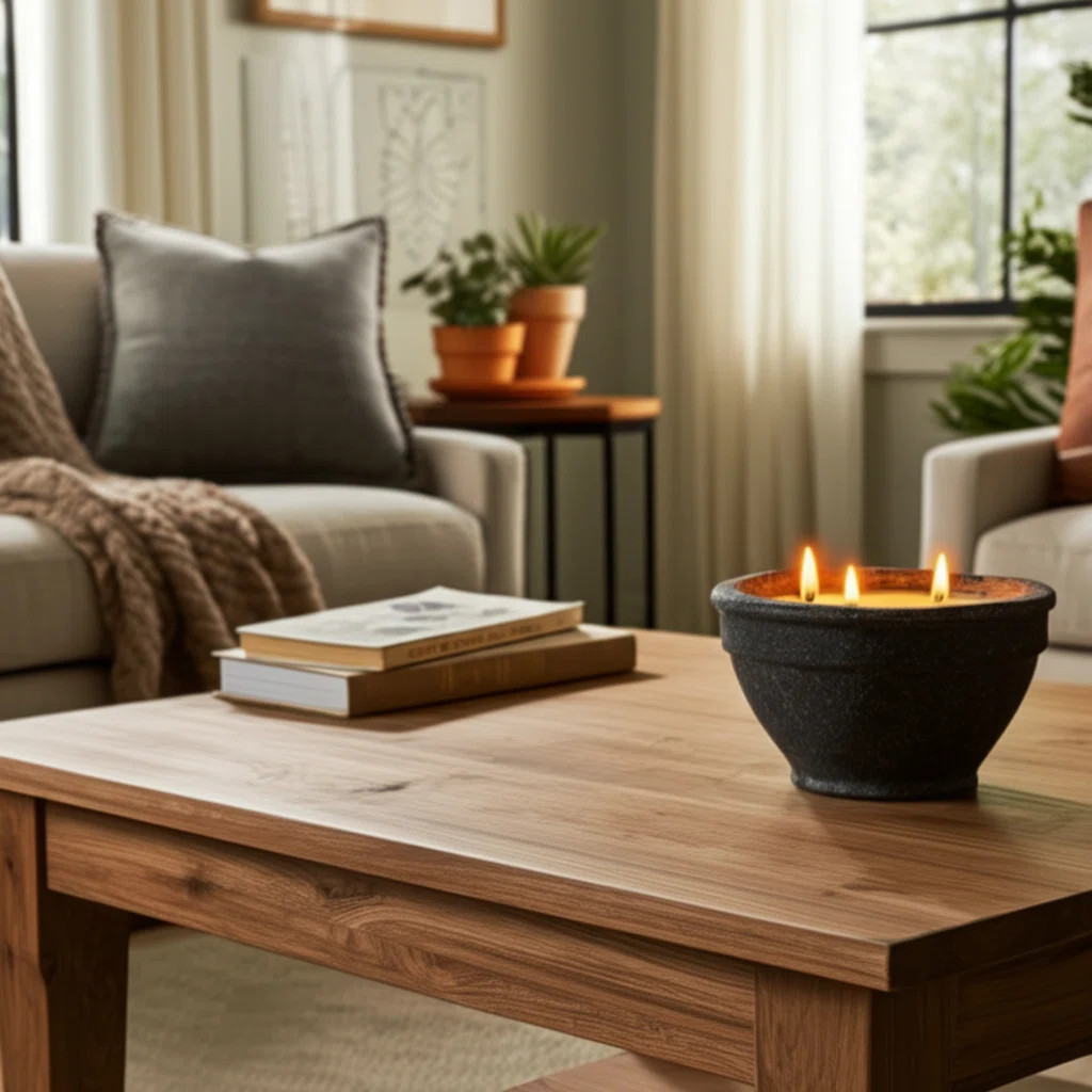 Jeimi Decorative Bowl Scented Candle for Living Room Decor - Modern Terracotta Candle for Coffee ... | Wayfair North America