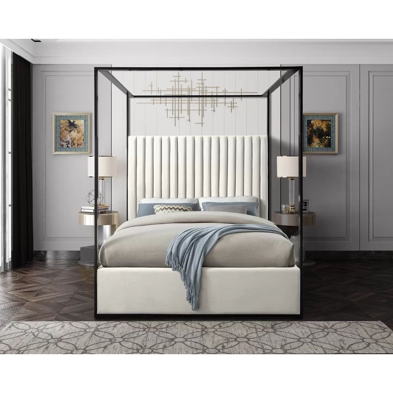 Sicard Tufted Upholstered Low Profile Canopy Bed | Wayfair Professional