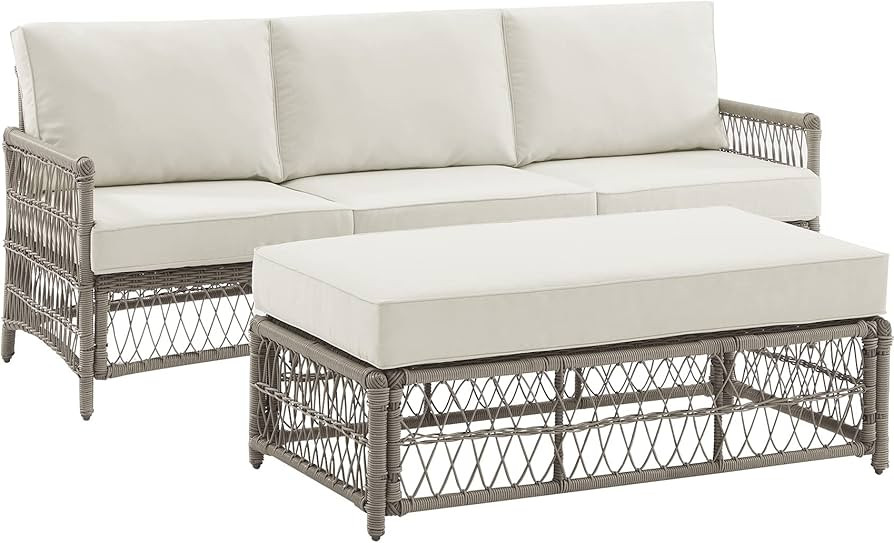 Crosley Furniture Thatcher 2-Piece Outdoor Sofa Patio Furniture Set, Wicker Conversation Sets for... | Amazon (US)