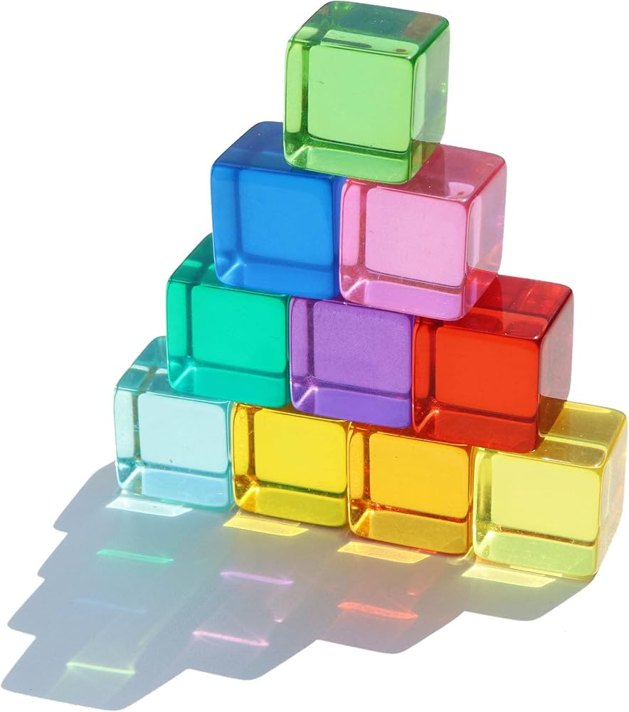 Candywood Rainbow Acrylic Gem Cubes Blocks Children Educational Sensory Training Crystal Toys Bab... | Amazon (US)