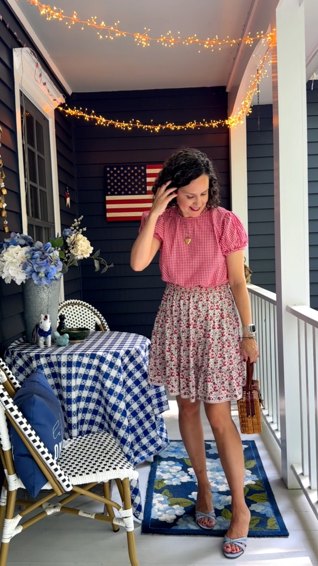 Red white and blue outfit styled two ways! Red gingham top from ShopBop, I wear it as a neutral piece and love the print mixing here. Skirt is a thrift find. Sneakers are Dolce Vita, sold out but linked other low profile navy sneakers.

#LTKootd #LTKOver40 #LTKSeasonal