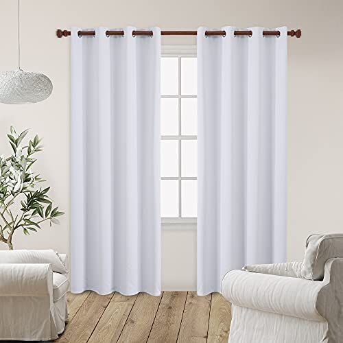 Deconovo Blackout Curtains Bedroom Curtain Insulated Room Darkening Shades White Blackout Curtains f | Amazon (CA)