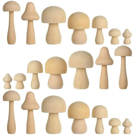 21 PCS Unfinished Wooden Mushrooms Natural Mini Wood Mushrooms Set Various Sizes Plain Unpainted Lot | Walmart (US)