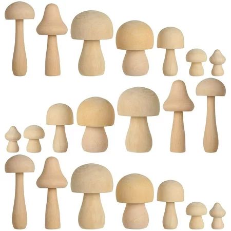21 PCS Unfinished Wooden Mushrooms Natural Mini Wood Mushrooms Set Various Sizes Plain Unpainted Lot | Walmart (US)
