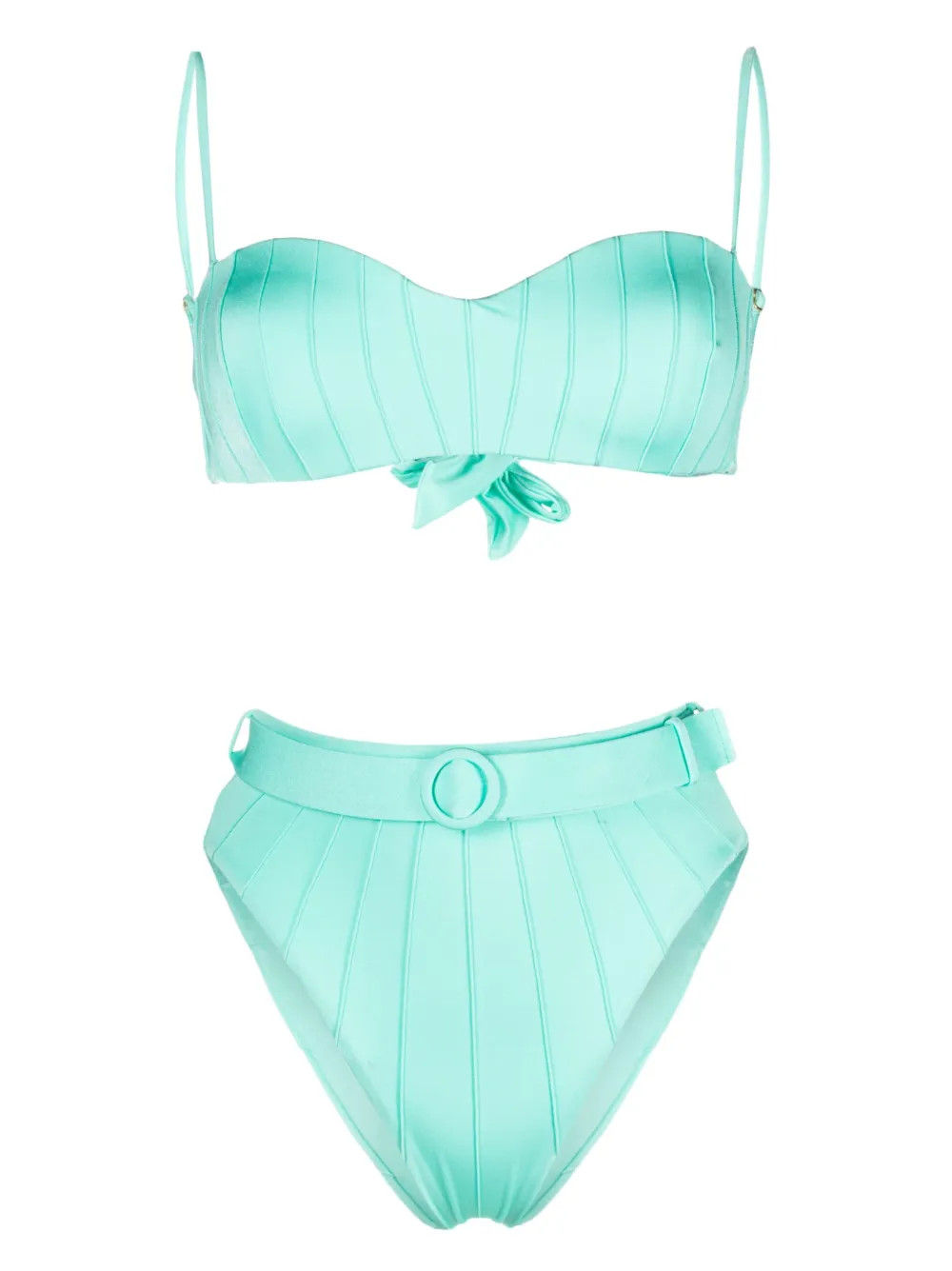 Noire Swimwear high-waist Belted Bikini Set | Blue | FARFETCH | Farfetch Global