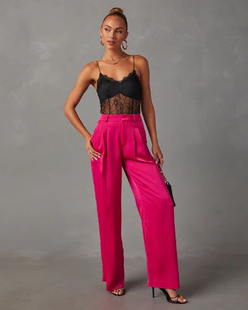 Shannell Satin Trouser Pants - Fuchsia | VICI Collection