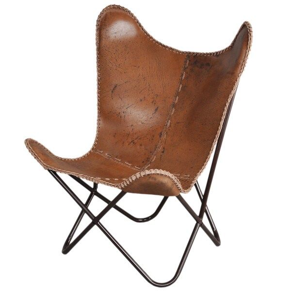 Anti-brown Leather Butterfly Chair (As Is Item) | Bed Bath & Beyond