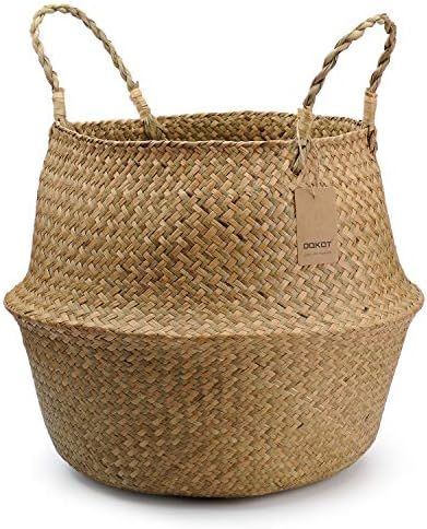Large Seagrass Plant Basket, Woven Storage Basket, 12" Diameter x 14" Height | Amazon (US)