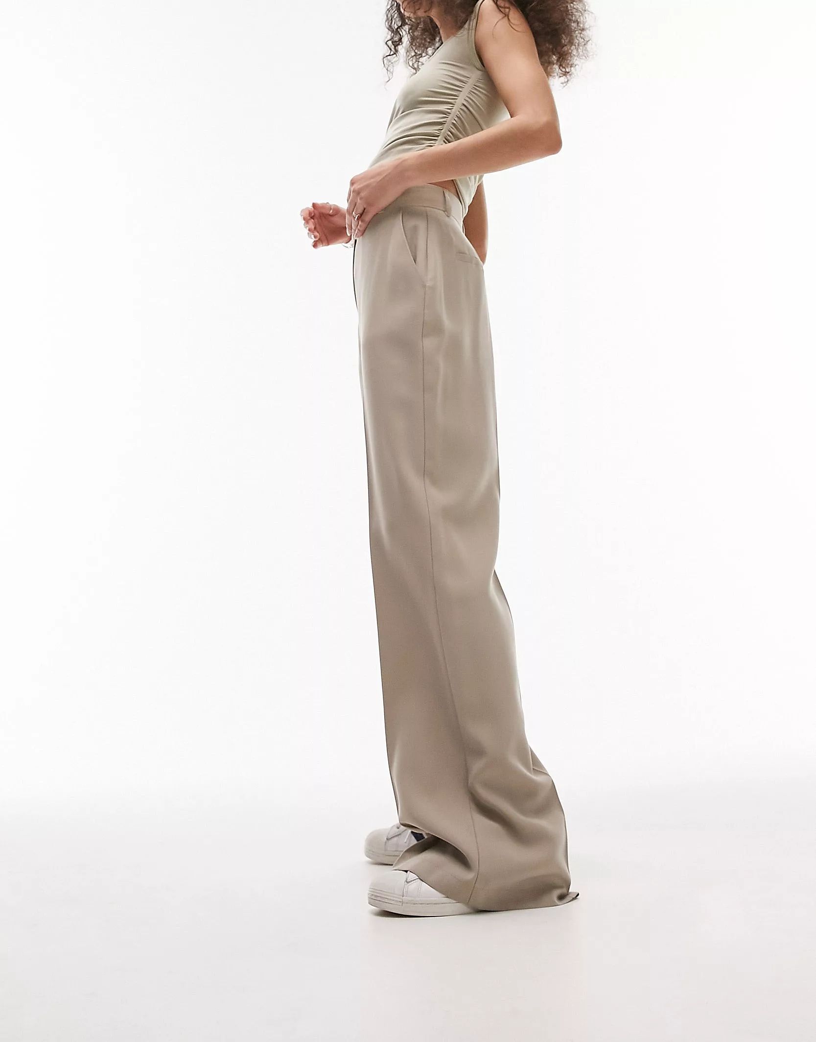 Topshop wide leg pants in taupe - part of a set | ASOS (Global)