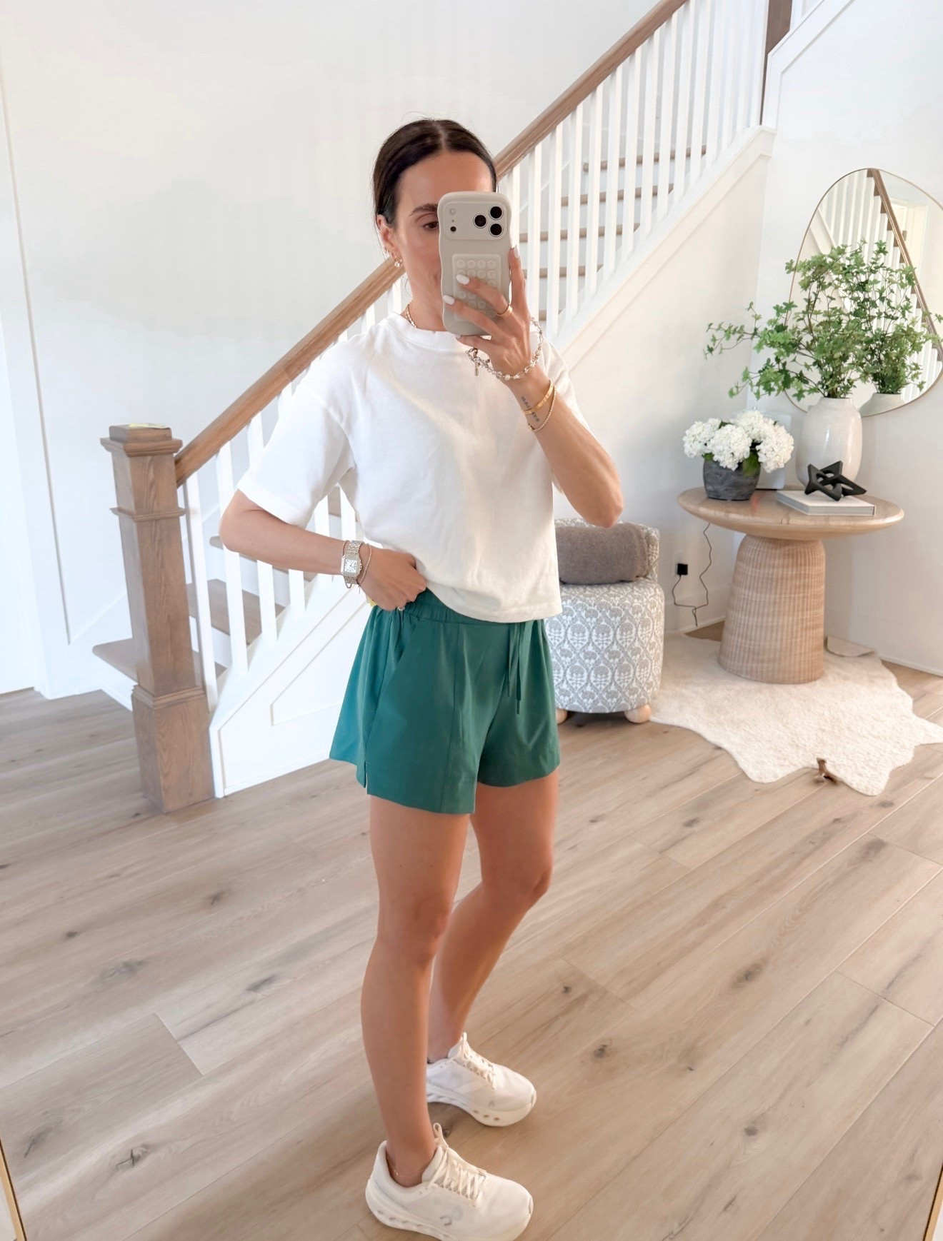 this is your sign to upgrade your everyday white tee. so soft, holds its shape, and actually looks good wash after wash. paired with these easy green shorts for the cutest throw on and go look

white tee, everyday basics, casual outfit, spring outfit, athleisure style, comfy outfits, on the go look, annabrstyle 

#LTKHome #LTKootd #LTKfitnessgoals