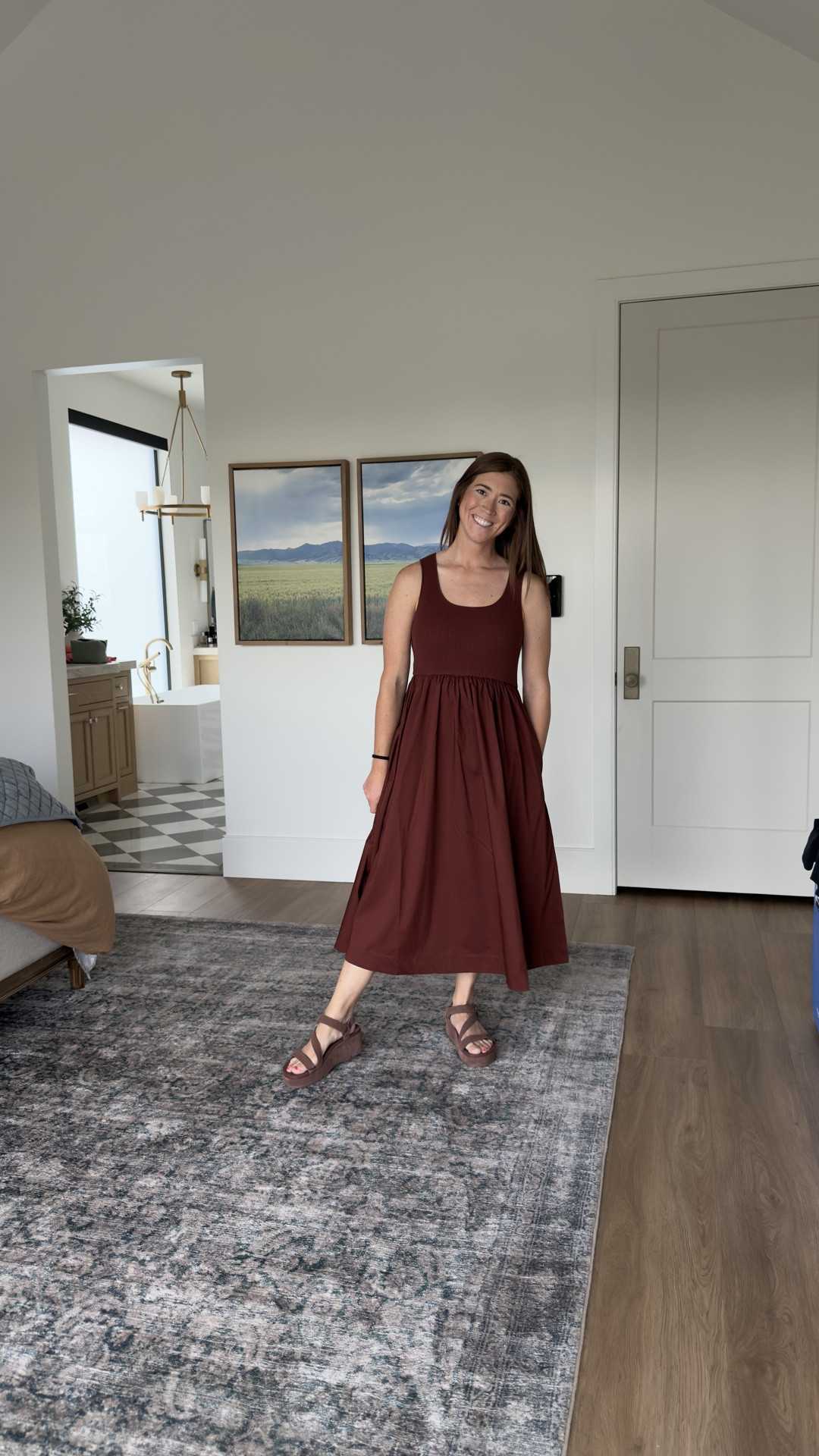 stretchy summer dress with pockets. Also comes in black.
I’m in a small.

#LTKootd