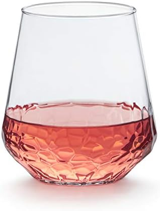 Libbey Hammered Base All-Purpose Stemless Wine Glasses, Set of 8, 17.75 oz, Clear | Amazon (US)
