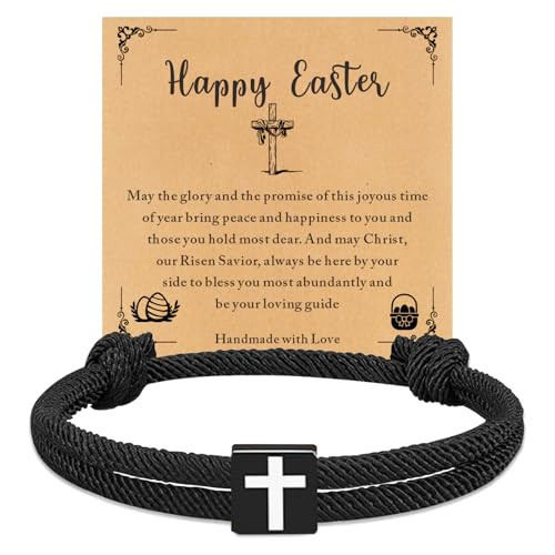 TOLOWOBK Easter Basket Stuffers for Teens Kids Boys Toddler Christian Easter Gifts for Kids Cross Bracelet for Men Teen Boys Religious Gifts for Men Catholic Jewelry Gifts for Son Grandson Nephew | Amazon (US)
