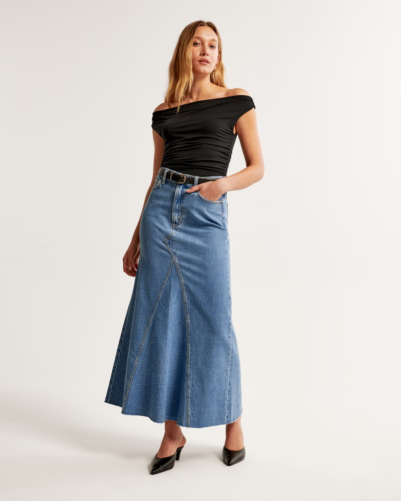 Mermaid Denim Maxi Skirt | Abercrombie & Fitch (US)