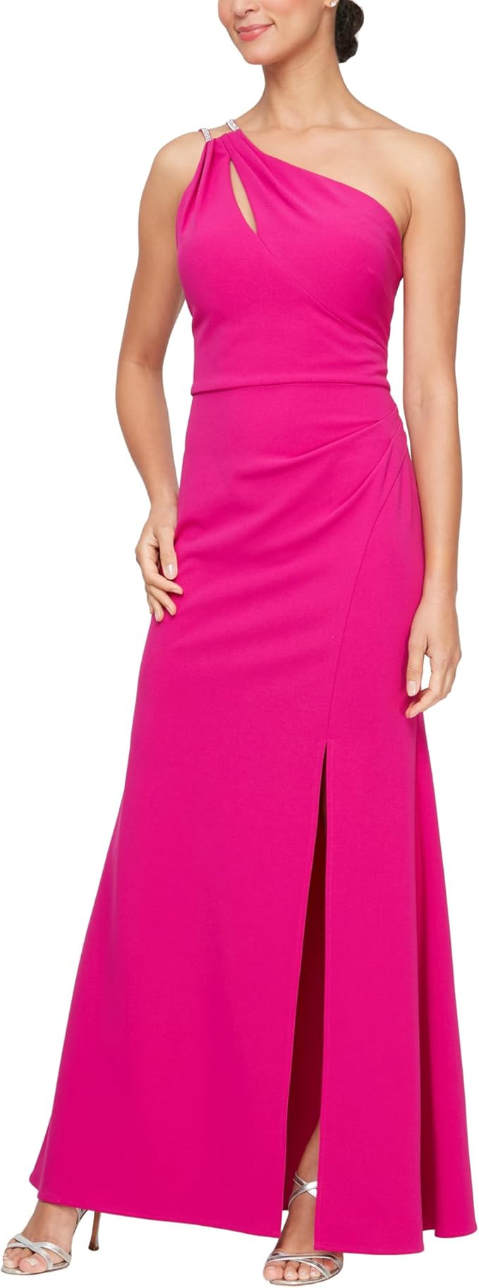 Alex Evenings Women's Long Length One Shoulder Dress with Slit, Perfect for Wedding Guest, Summer... | Amazon (US)