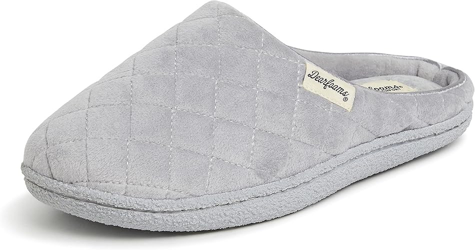 Dearfoams Women's Memory Foam Indoor House Slippers Leslie Terry Clog House Shoes with Wide Width... | Amazon (US)