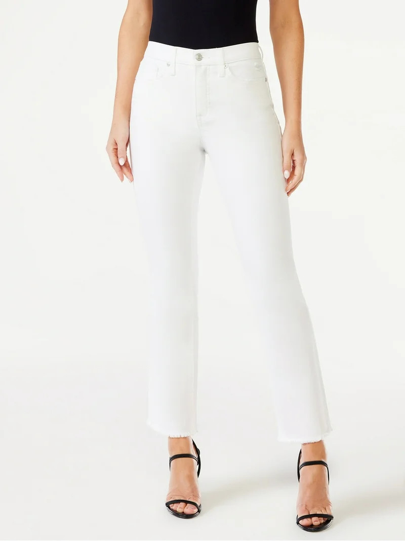 Sofia Jeans Women's Mayra Flare High Rise Crop Jeans with Fray Hem | Walmart (US)