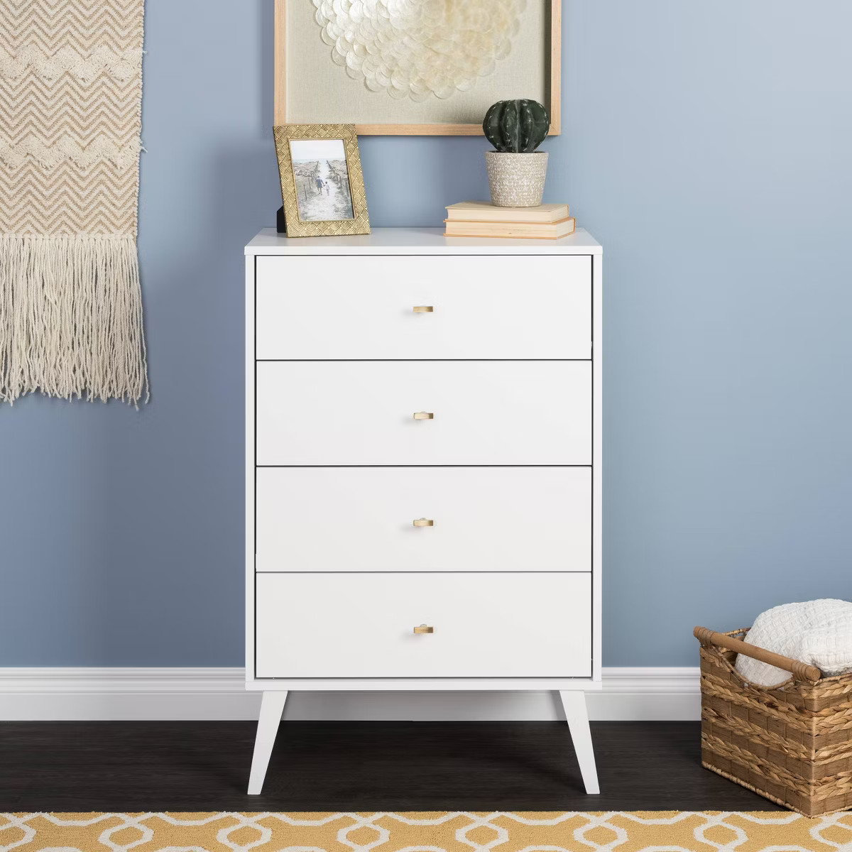 Mid-Century Modern 4 Drawer Chest White - Prepac | Target