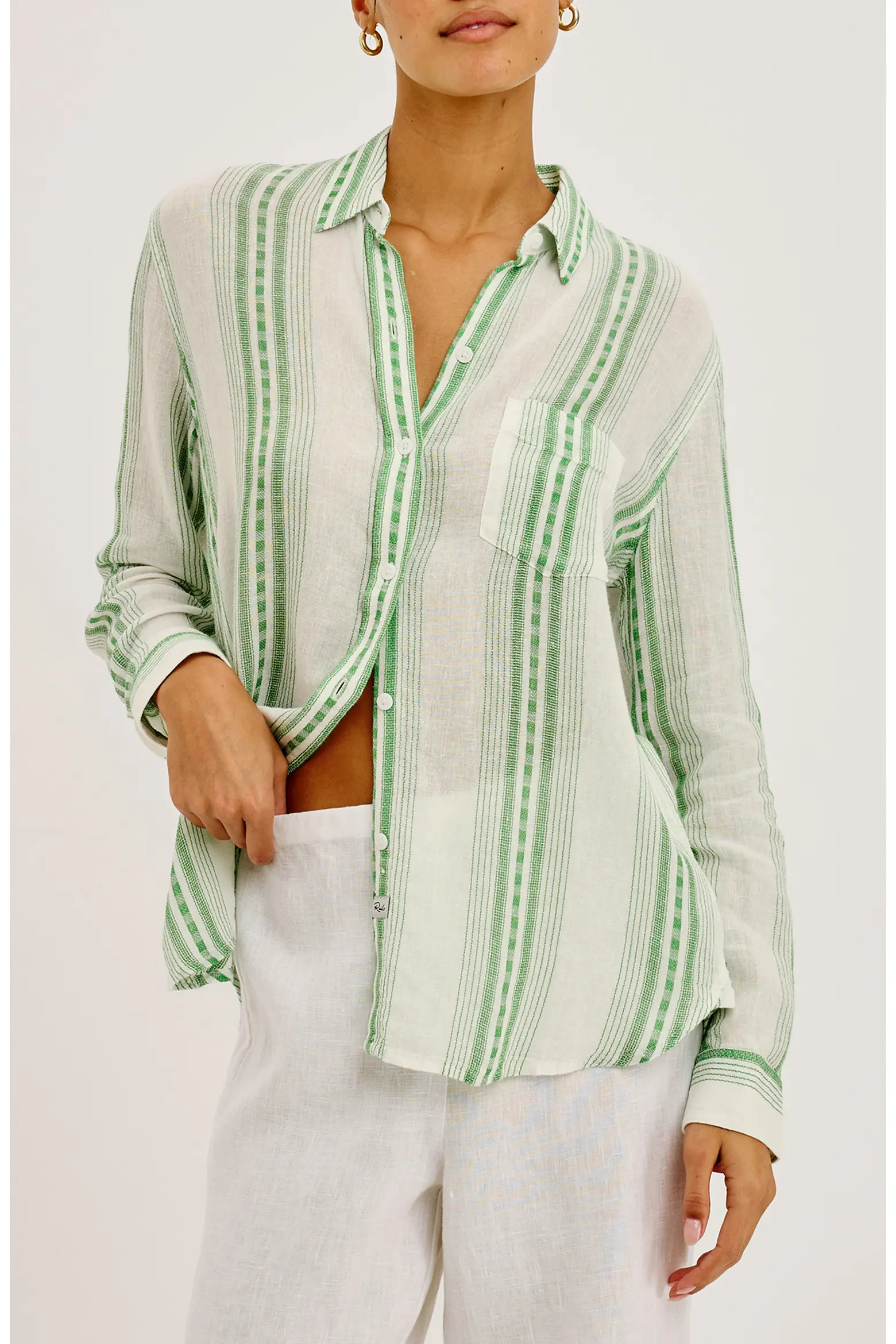 Charli Stripe Linen Blend Button-Up Shirt (Women) | Nordstrom | Nordstrom
