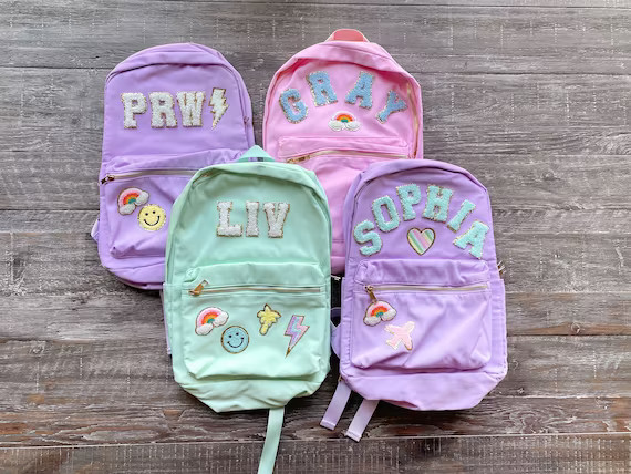 Custom Nylon Backpack Personalized Varsity Letter Bag - Etsy | Etsy (US)