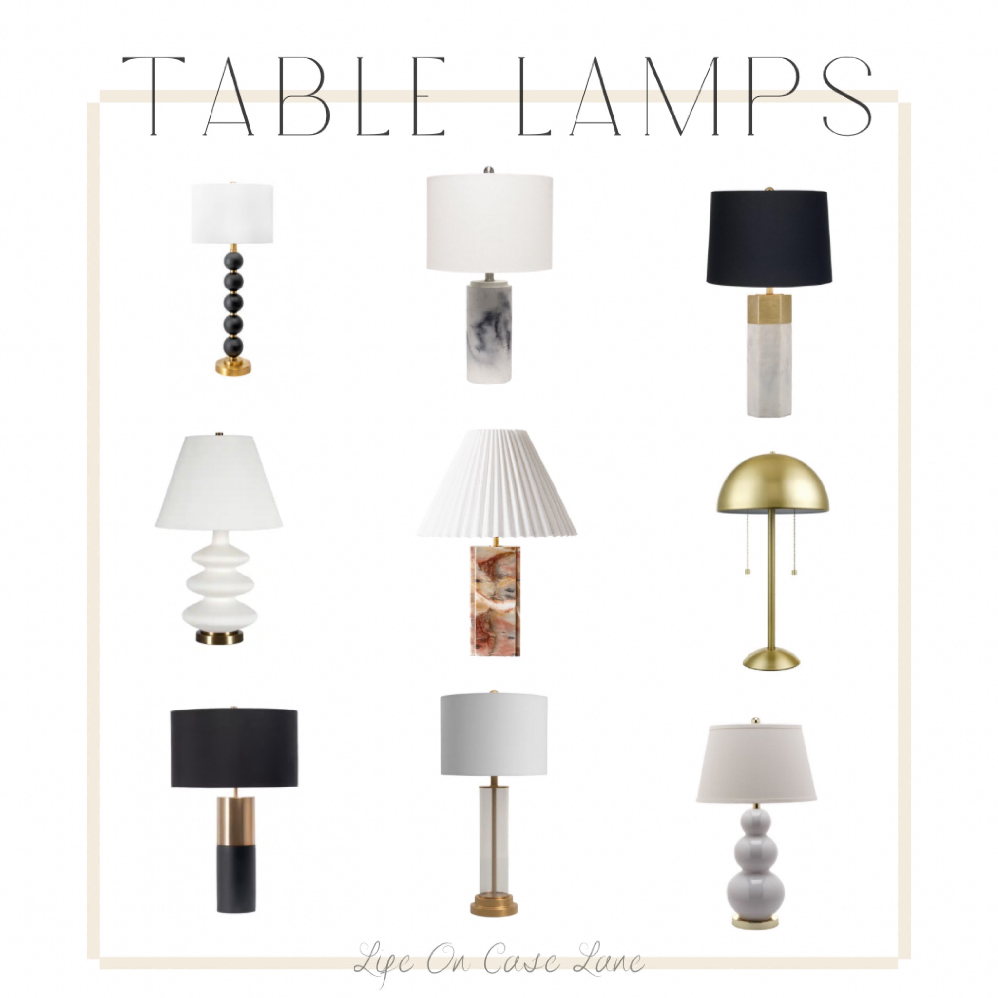 Table lamps, modern lamps, modern decor, black and white lamp, stone lamp, brass lamp 