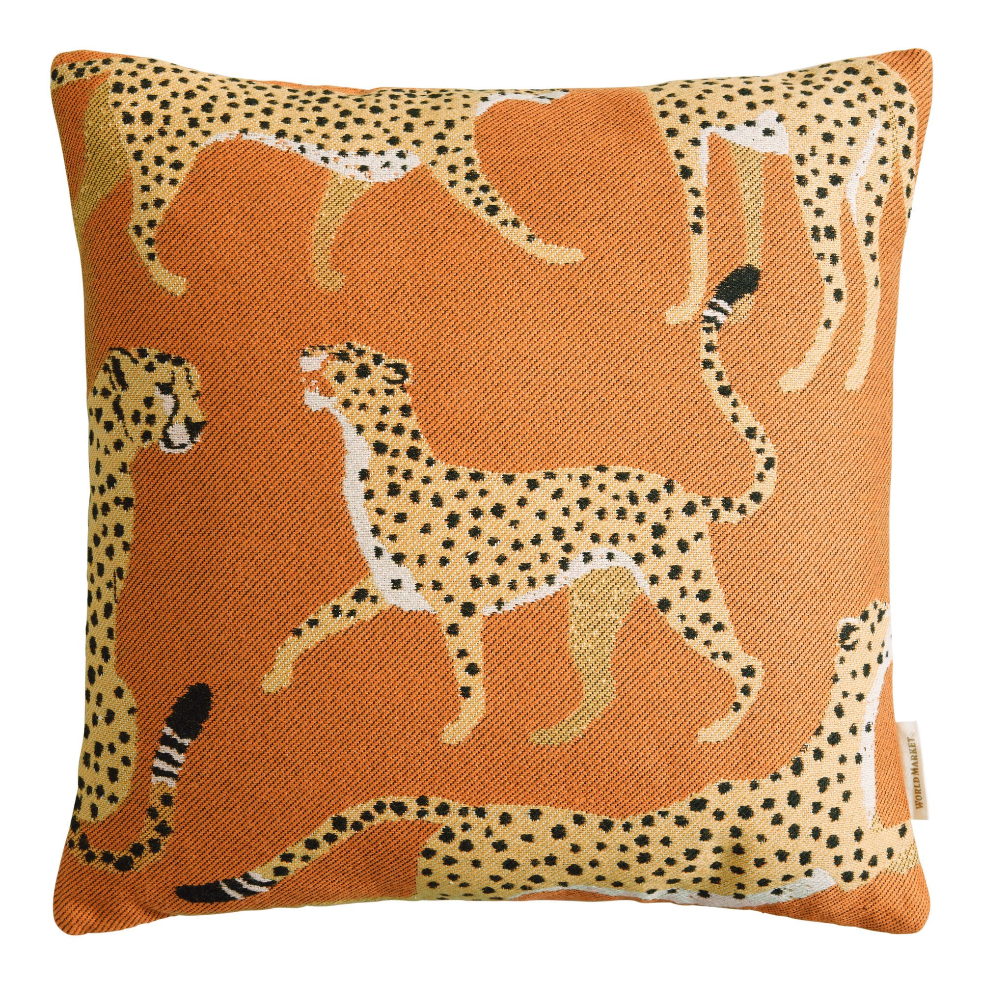 Orange Cheetahs Indoor Outdoor Throw Pillow - World Market | World Market