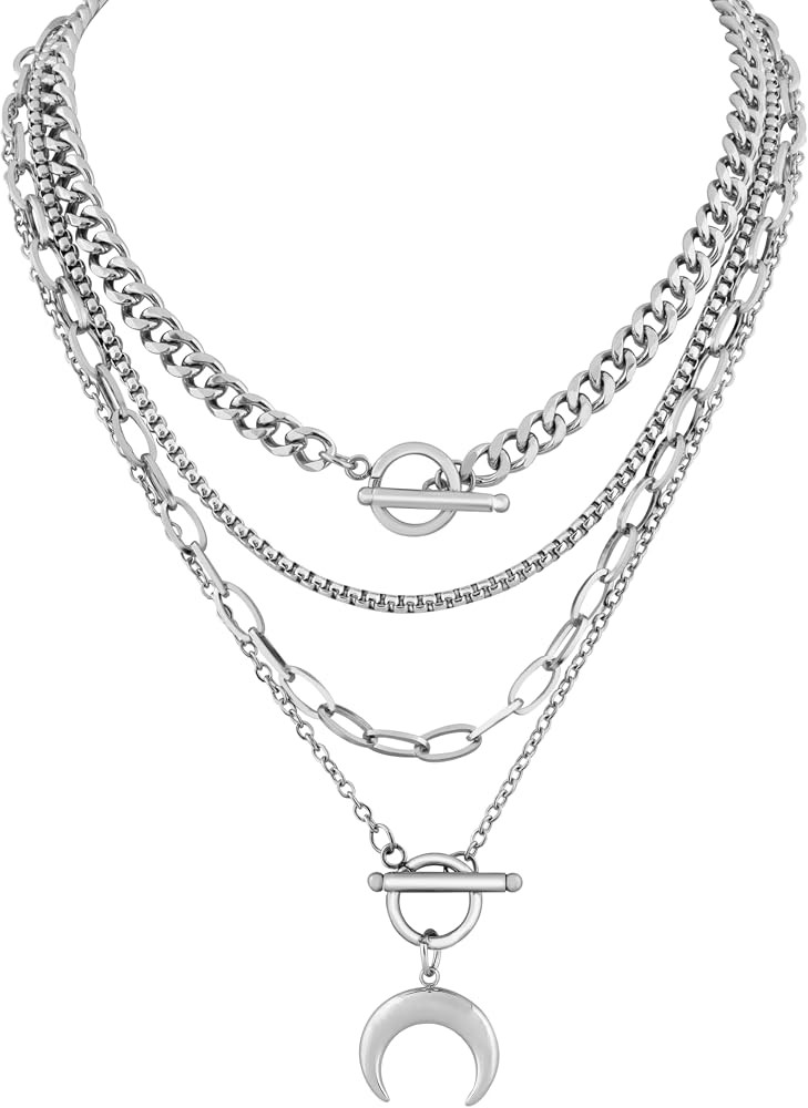Sacina Goth Layered Crescent Moon Choker Necklace, Gothic Punk Grunge Emo Necklace, Christmas Jew... | Amazon (US)